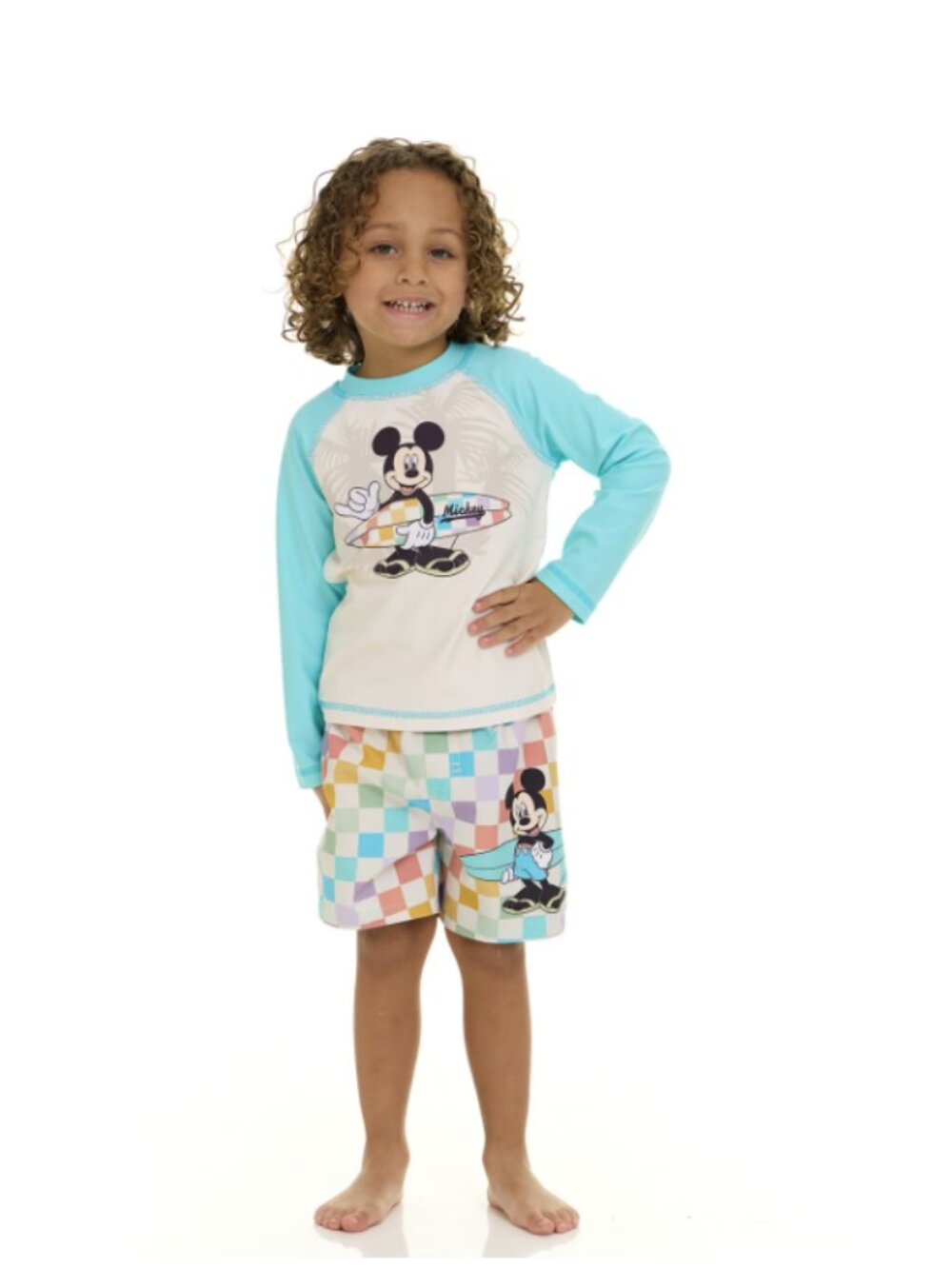 Mickey Boys 2 Piece Rashguard and Swim Trunk Set